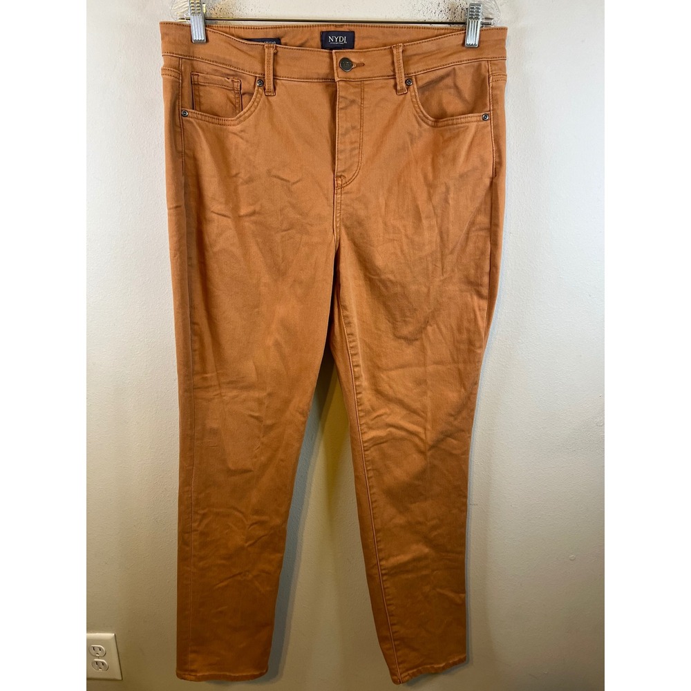 NYDJ Womens Margot Girlfriend Lift Tuck Technology Burnt Orange 12T